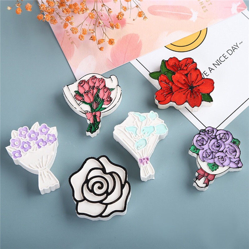 1pc Tulip Rose Horseshoe Lotus Flower Silicone Mold Plaster