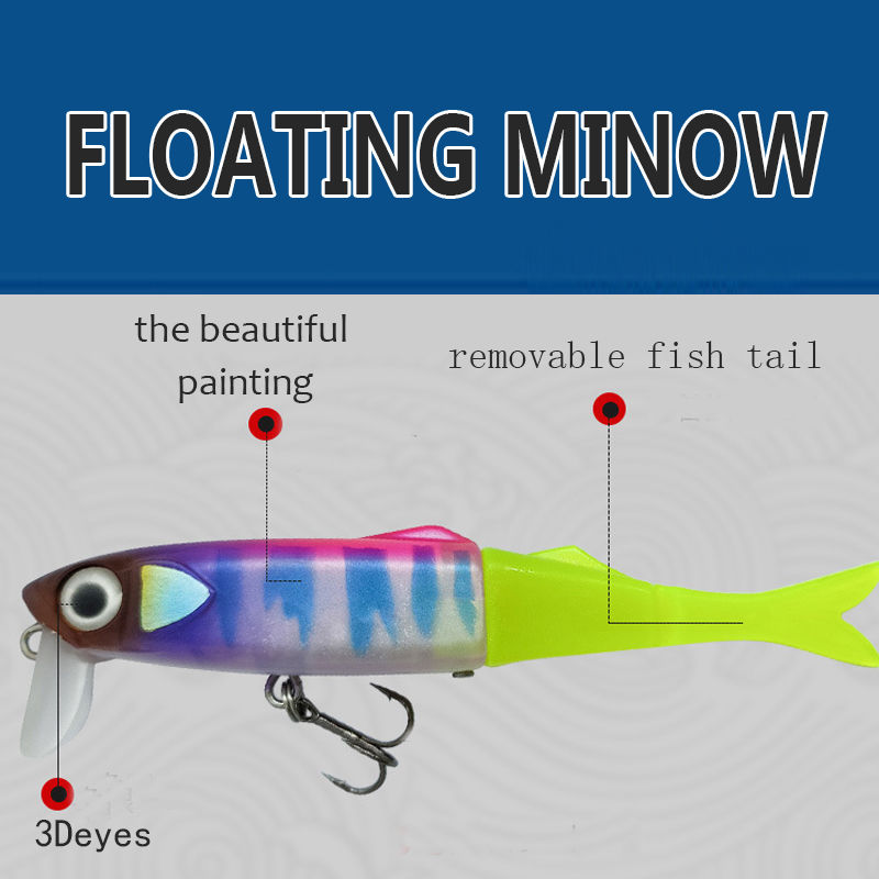 Minnow Hard Bionic Fishing Lures 3D Eyes Painted Bait 6 Hook