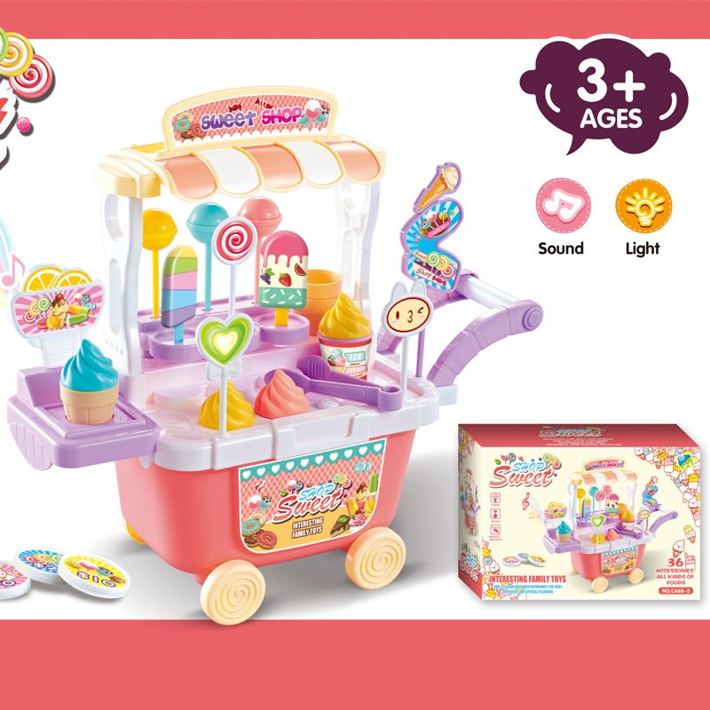 Ensemble de Caddie pour Enfants, Simulation en Plastique pour Enfants Caddie  Jouer Jouets Alimentaires Chariot D'épicerie Jouet éducatif (Lumière Bleue)