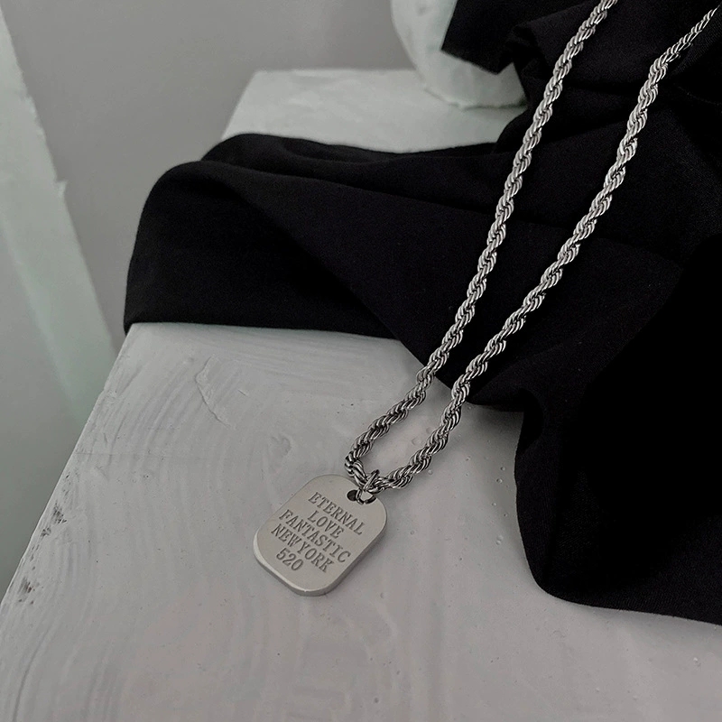 Rectangle Metal Dog Tag Pendant Necklace For Men Hip Hop - Temu