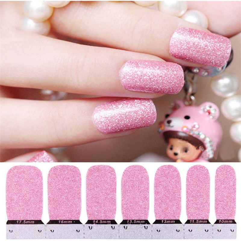 Soft Pink Glitter Nail Polish Strips Wrap