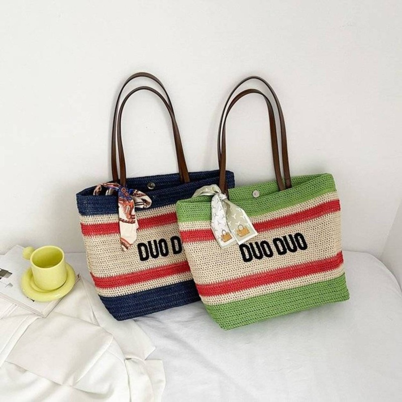 1pc Large Capacity Fashionable Tote Bag With Letter Print And Decorative  Scarf