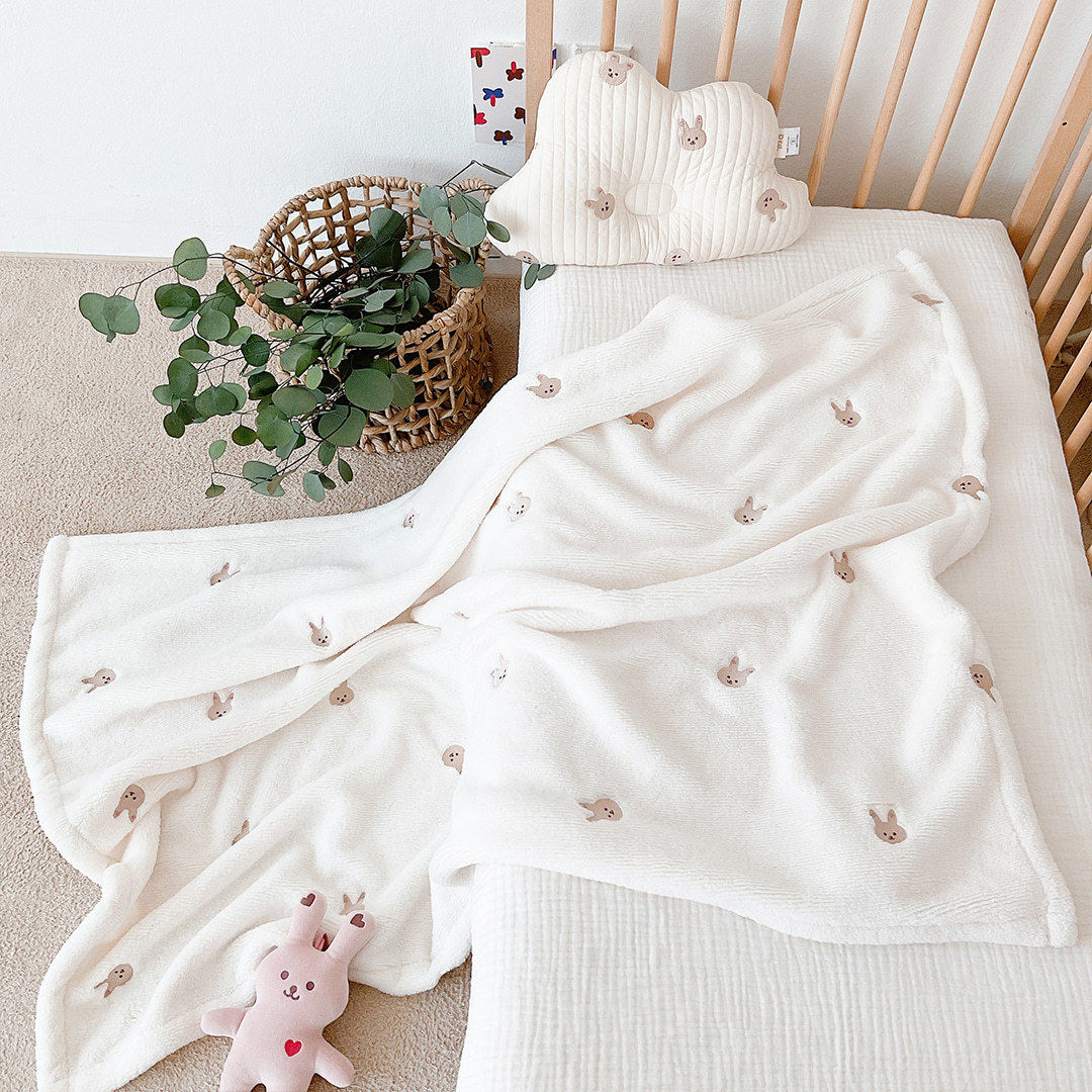 Adorable Animal Embroidery Wrap Blanket for Nap Time