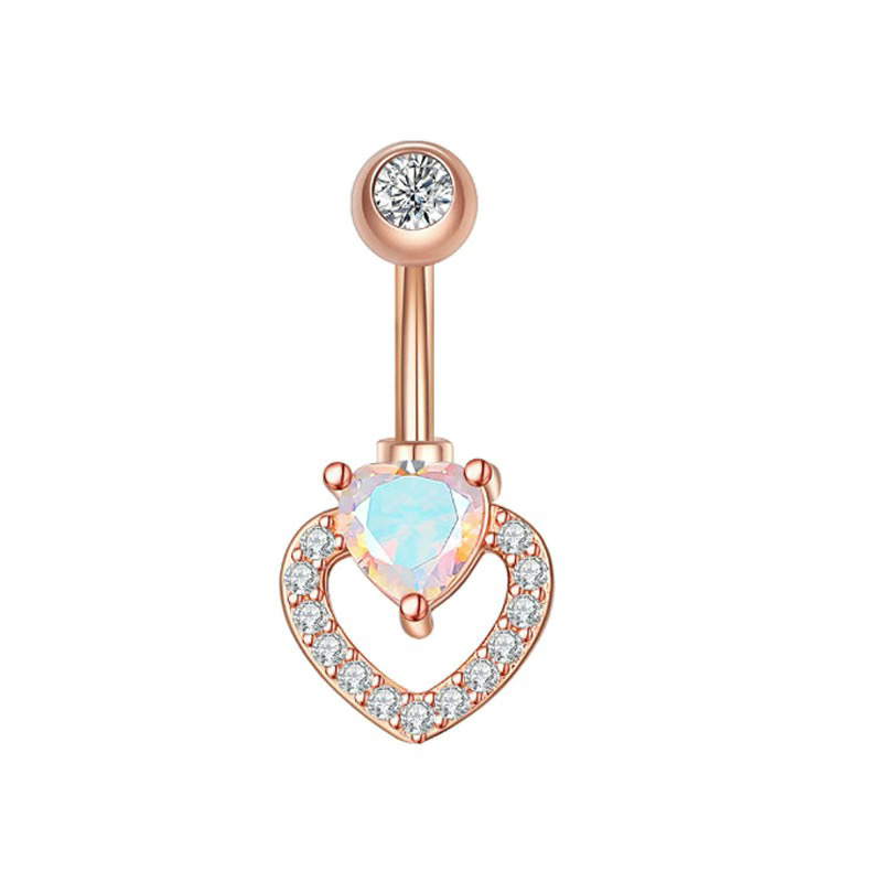 Heart Cubic Zirconia Belly Button Ring Simple Body Piercings Temu