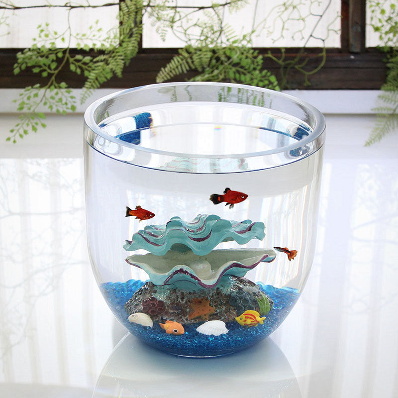 Gold Office Desktop Mini Fish Tank Creative Glass - Temu