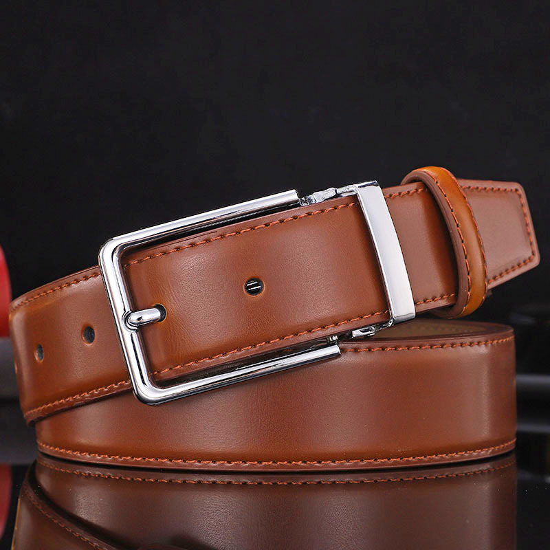 Men's Business Leather Belt Pin Buckle
