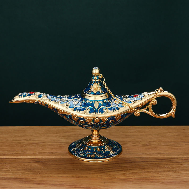 Vintage Alladdin Genie Lamp Carved Wishing Stock Photo 2312384355