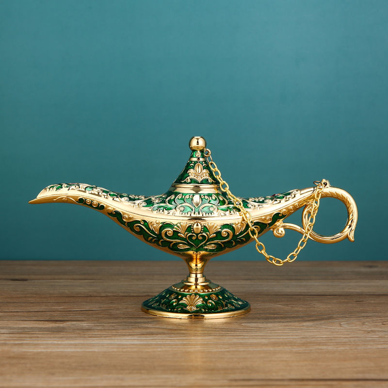 Retro Handmade Pure Brass Aladdin Magic Lamp Craft Diy Jewelry