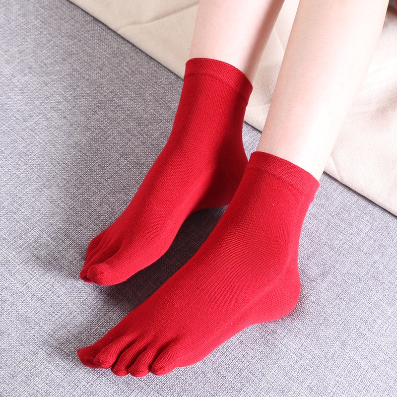 Unisex Breathable Five-toe Socks Cotton Socks Medium Length Socks Medium  Hose