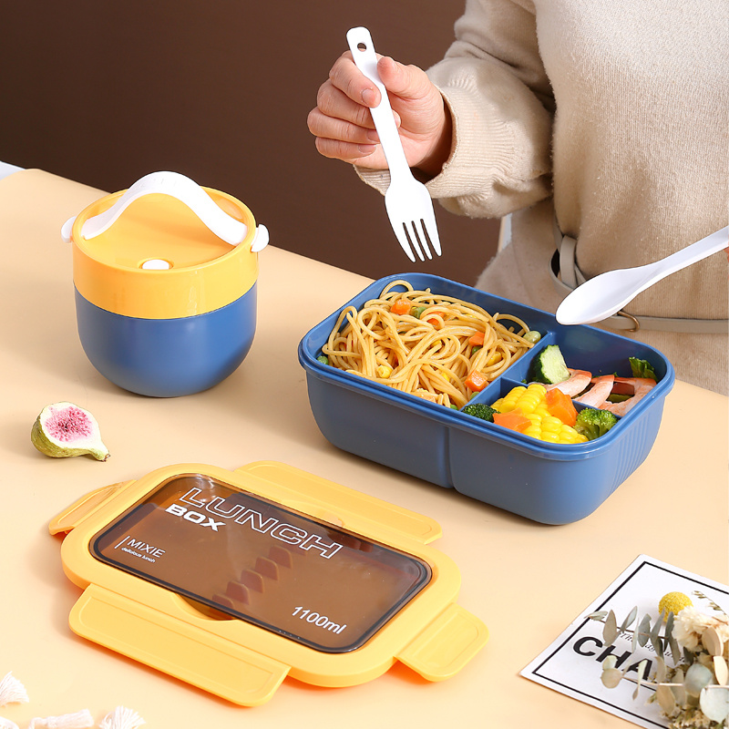 Lunch Box With Cutlery Set, Bento Box, 2 Or 3 Compartment Food