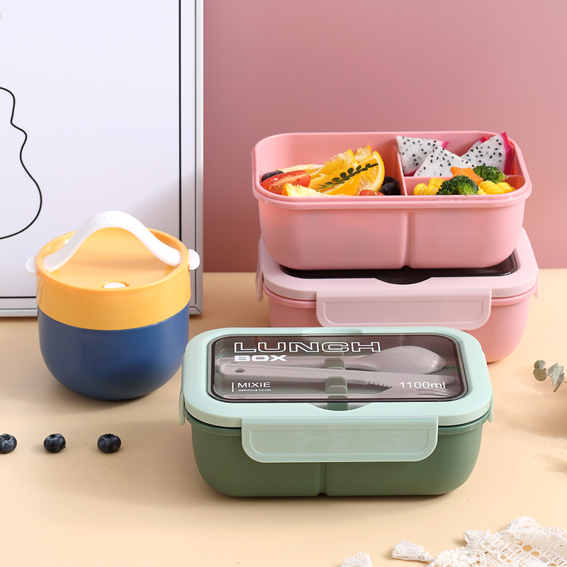 3 Layers Plastic Lunch Box Set For Office Workers, Microwave Safe
