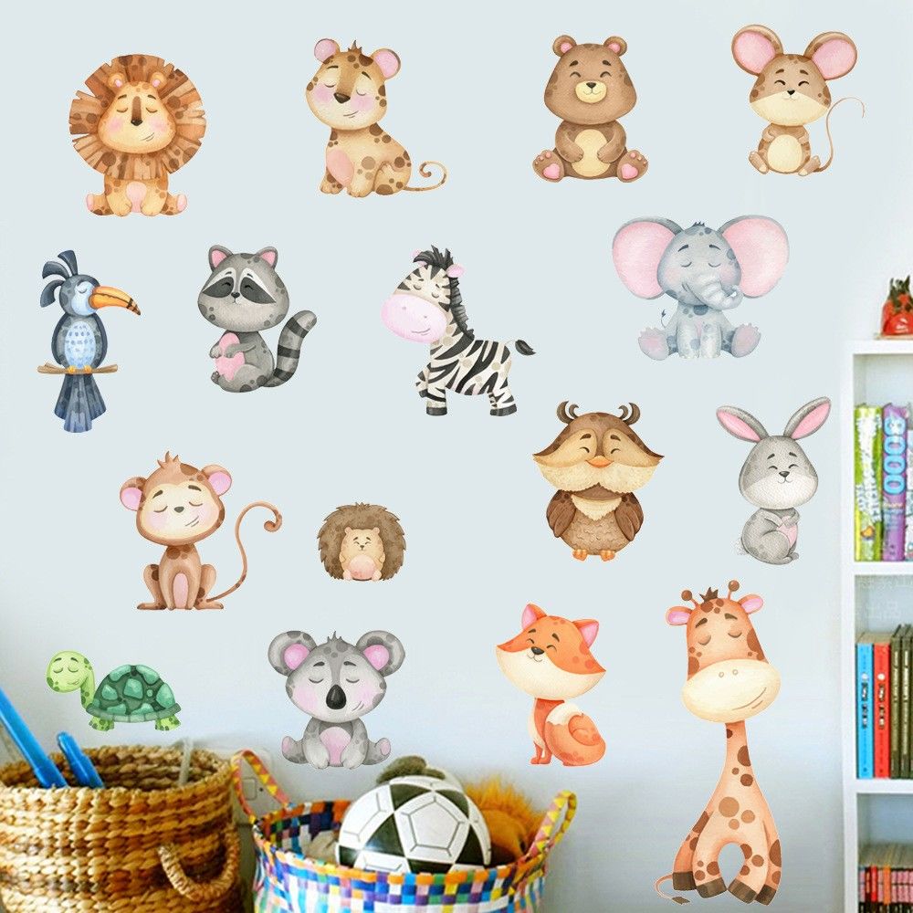 Cartoon Animal Giraffe Lion Monkey Decorative Wall Sticker - Home ...