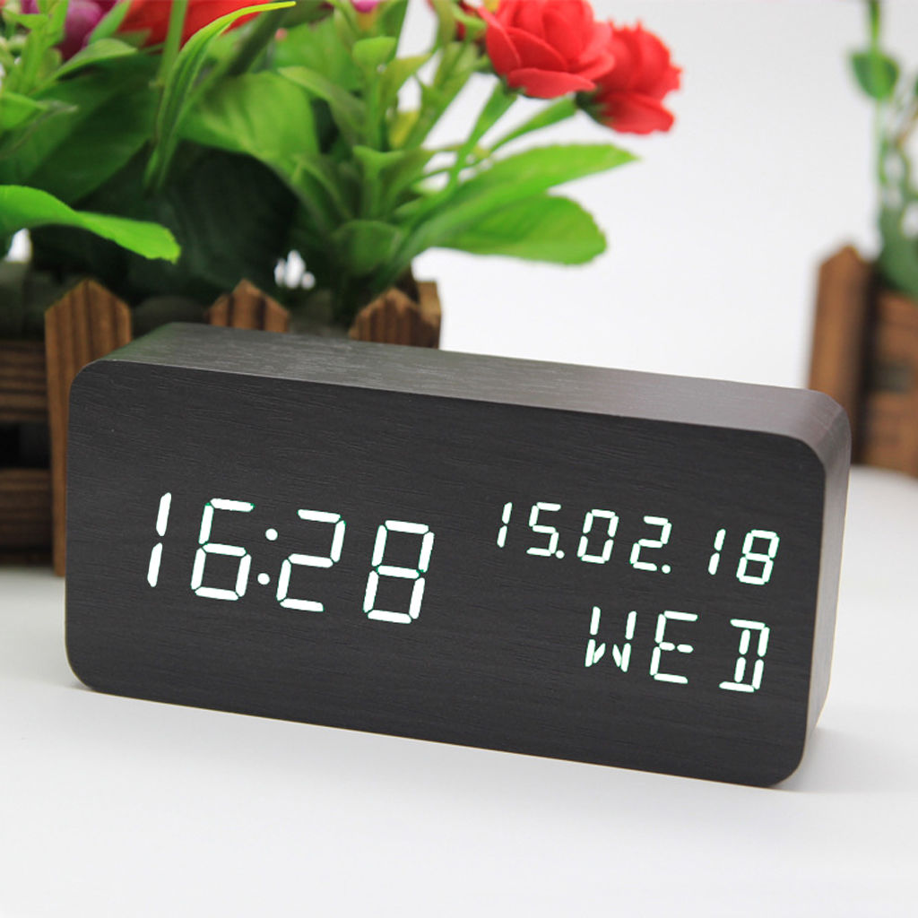 1pc Simple Vintage Wood Mute Calendar Alarm Clock Shop Now For