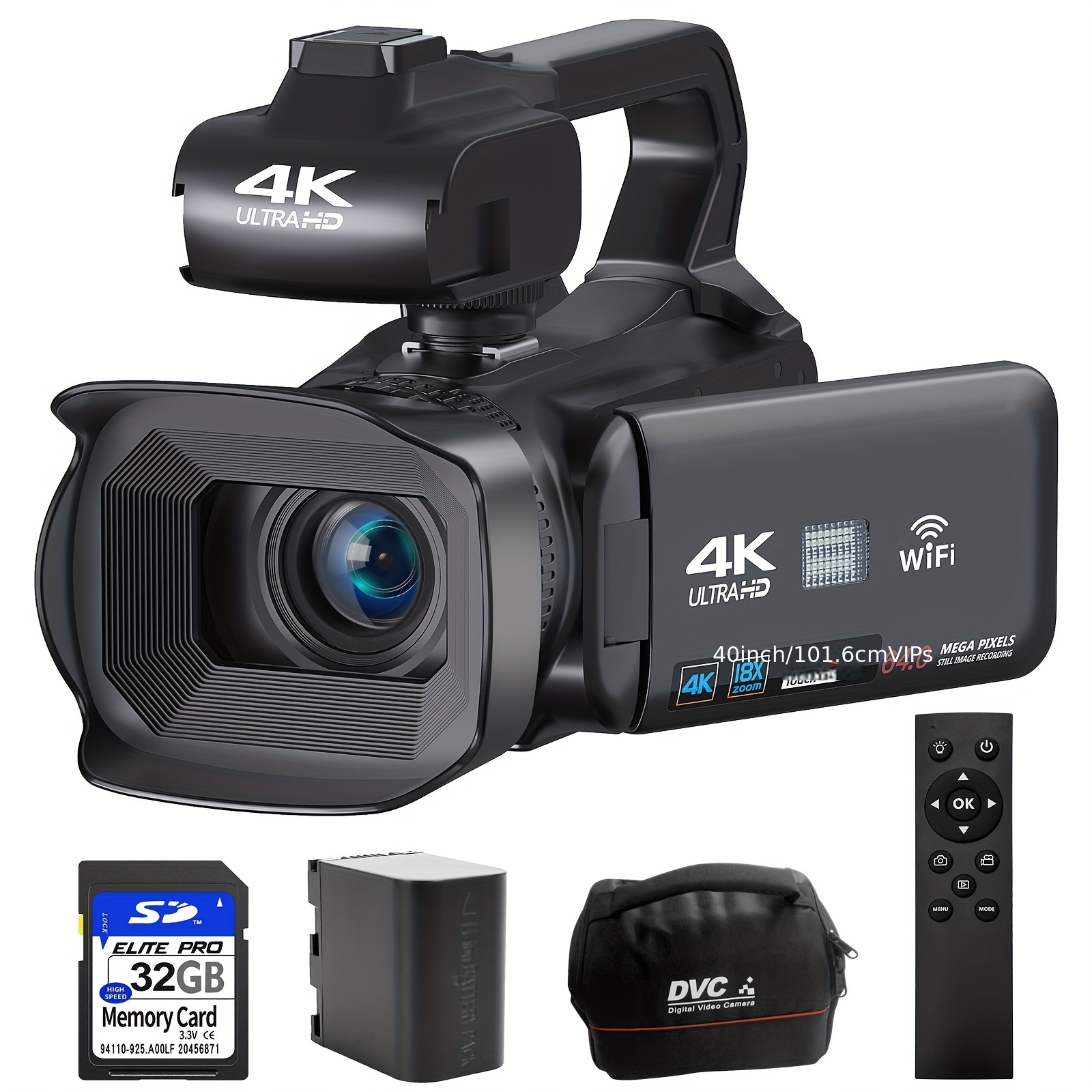 Videocámaras Cámara de video 4K 48MP Cámara grabadora de video con visión  nocturna IR Cámara de vlogging para  Kids Videocámara con pantalla