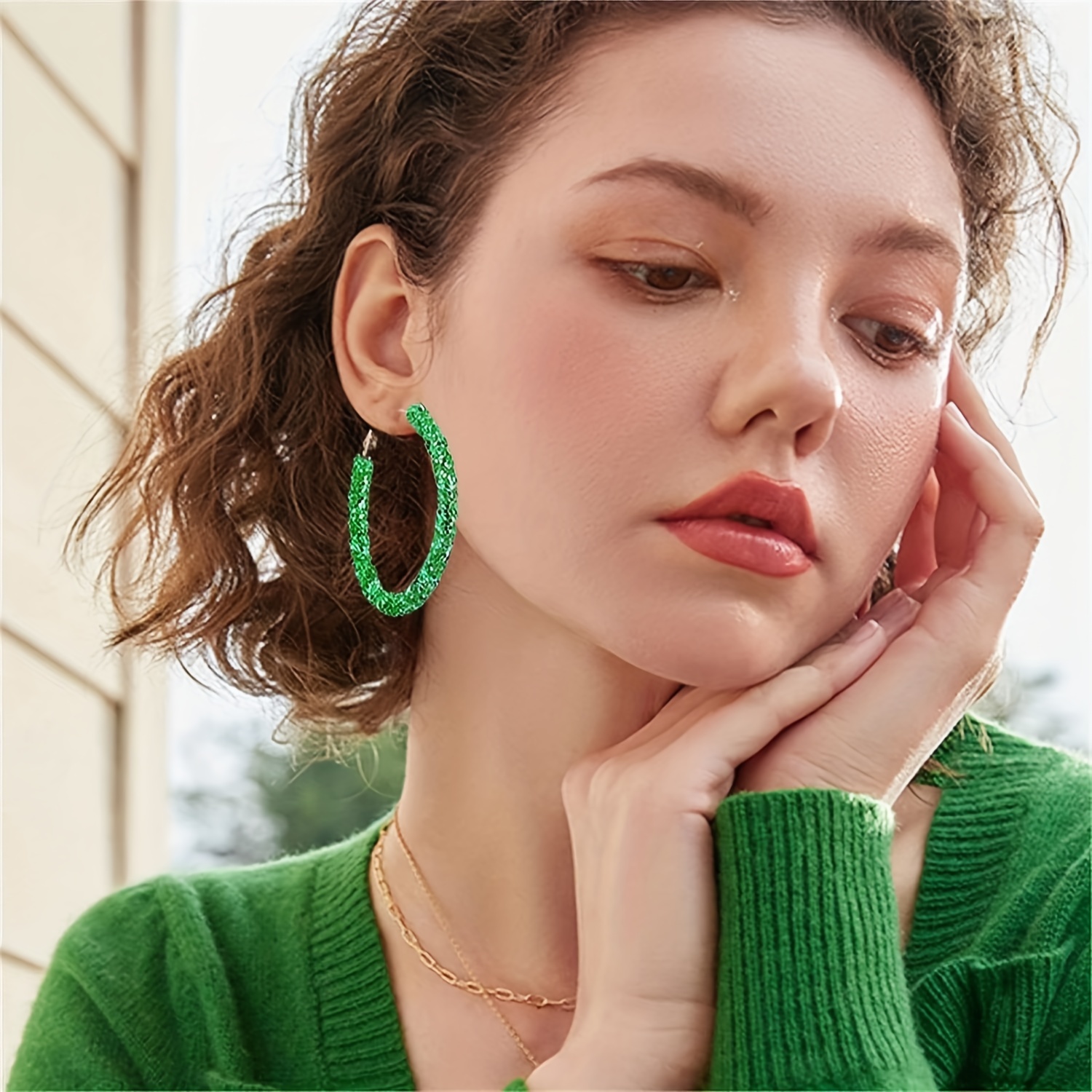 St. Patrick's Day Green Heart Print Drop Earrings For - Temu