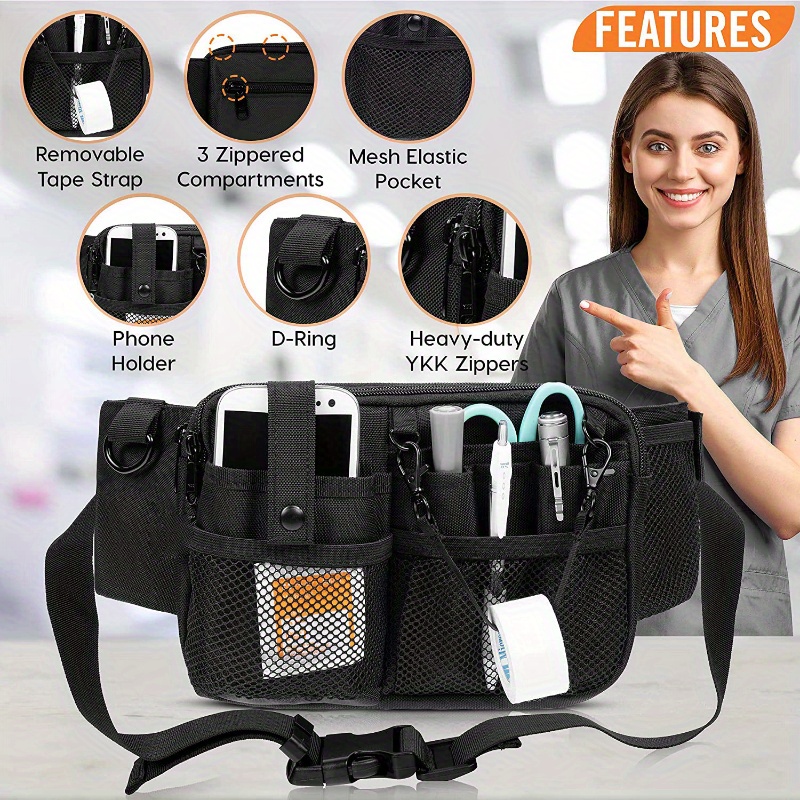 Riñonera con múltiples compartimentos para enfermera, organizador de  enfermería, cinturón de utilidad, bolsillo para equipo médico, bolsa para  herramientas, paquete de cintura para Kit médico - AliExpress