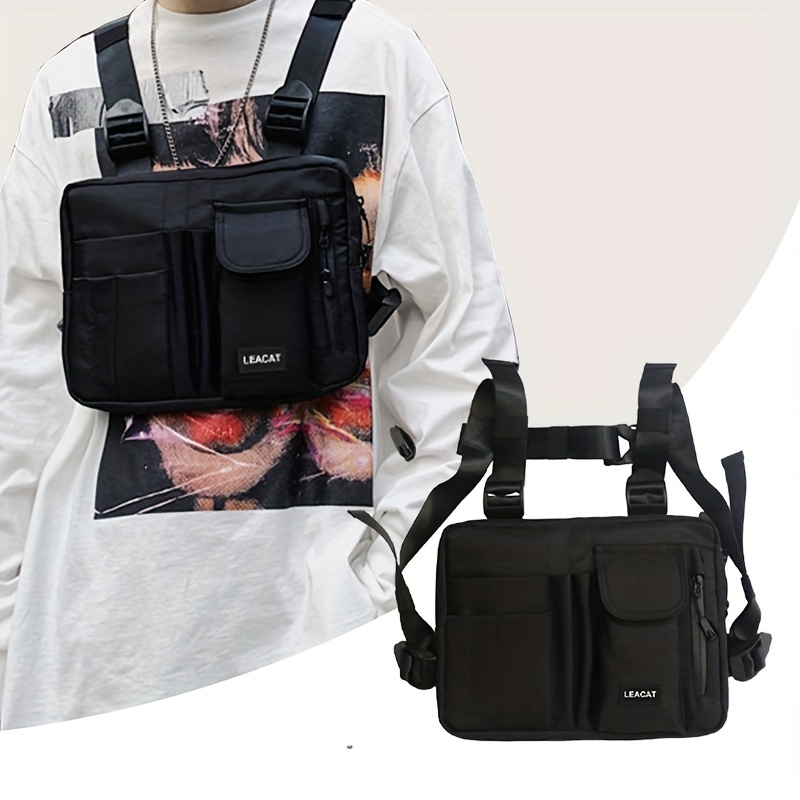 1pc Bolso De Pecho Para Hombre, Ropa De Calle Hip Hop Con Gran Capacidad De  Almacenamiento