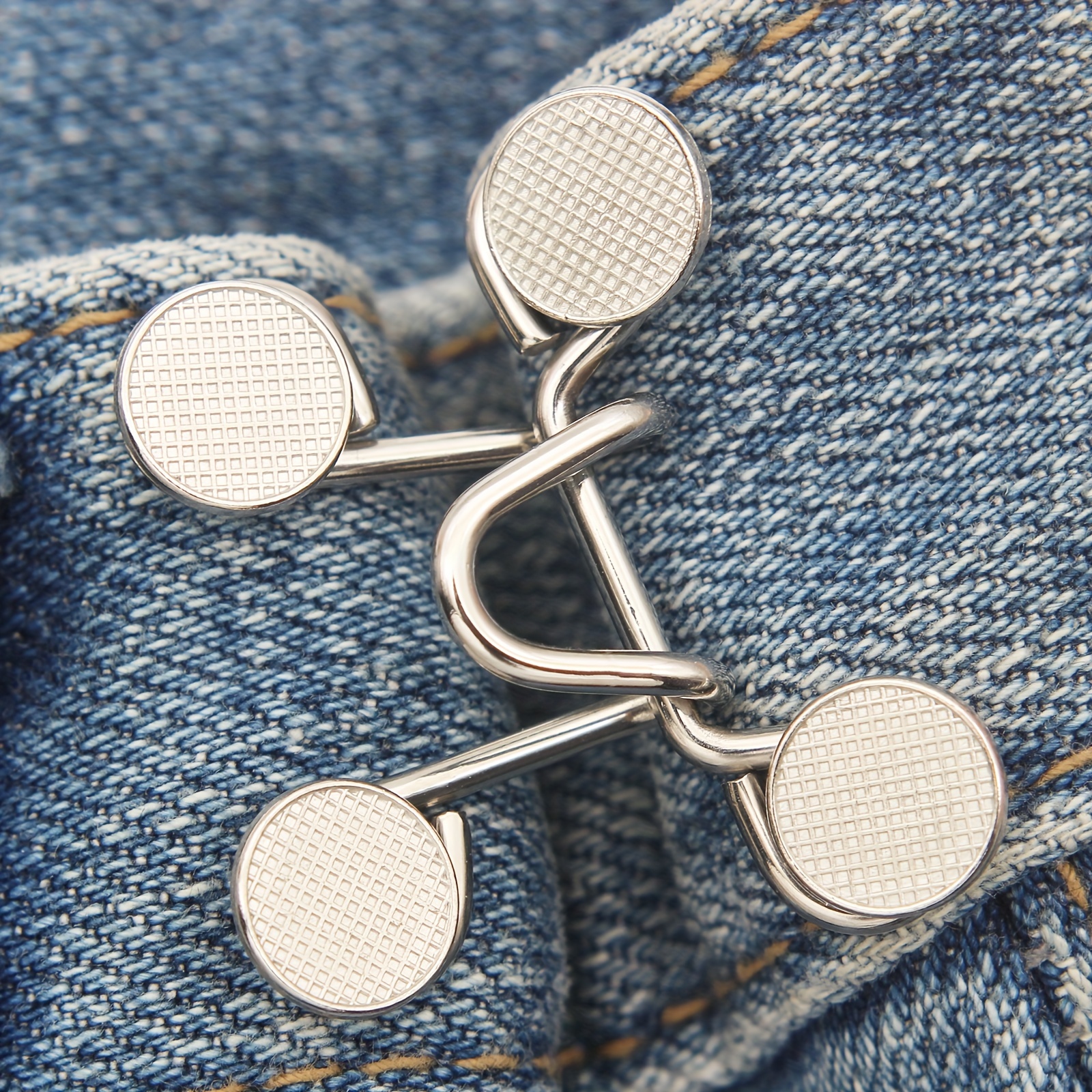 6pcs Flexible Pants Waist Extender Button, No Sew Metal Elastic Spring  Buttons For Jeans Waistband Collar Cuffs Retractable