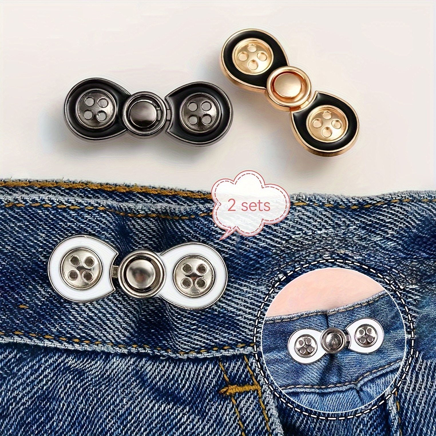 2pcs Women's Brooch Set Tighten Waist Brooches Nail Free Alloy Pants Jeans  Adjustable Waist Clip Pins Clothing Accessory No Sewing Waistband Tightener  Bag Pins