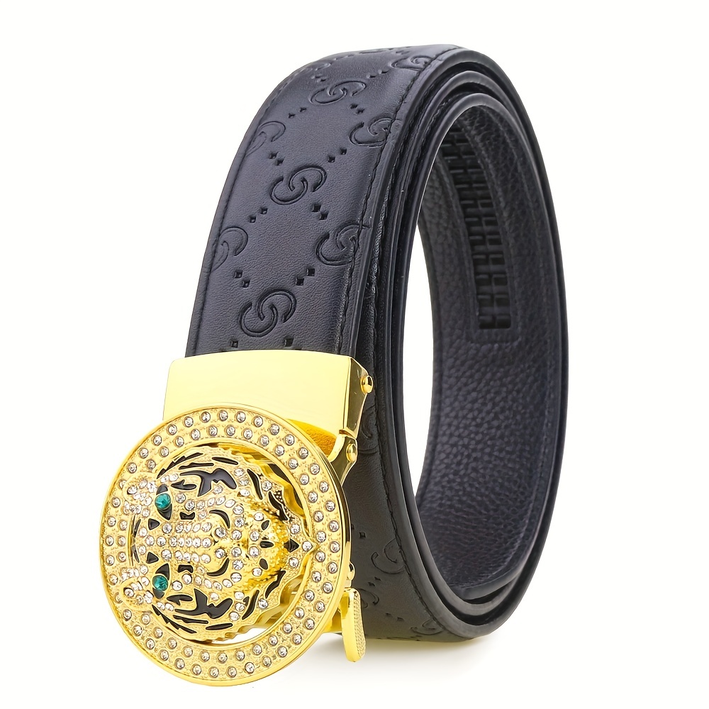 Wholesale Luxury Famous Men Belts Ratchet Tiger Head Automatic Pin Buckle  Business Genuine Leather Belt Men Diamond Belt From m.