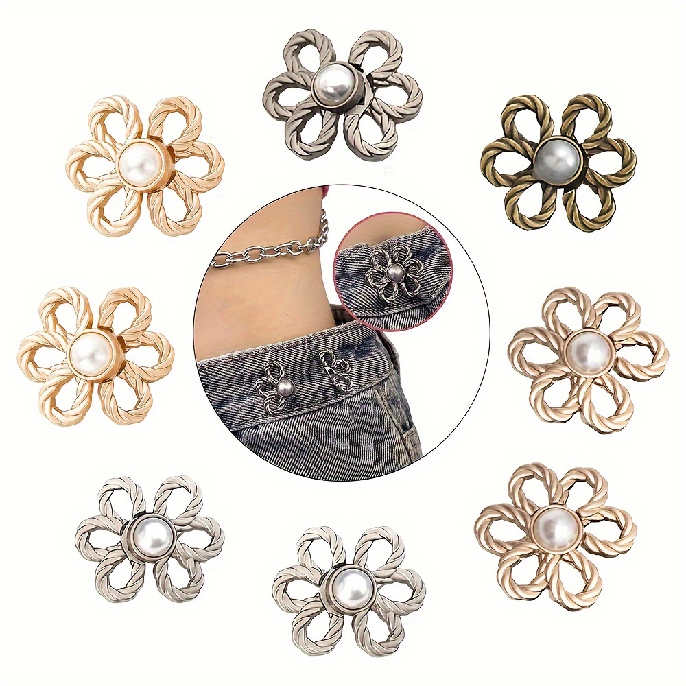 1pc Jeans Waistband Tightener With Adjustable Alloy Daisy Shaped Waist  Reducer Button, Convenient Tool For Resized Jeans,Can Also Be Used For  Clothes, Bags, Accessories And Decorations,Pants Waist Control Tool