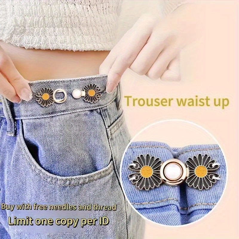 Pant Waist Tightener, Detachable Jean Buttons For Loose Jeans, No Sew And  No Tools Button Pins For Jeans, Adjustable Jean Buttons Pins, Daisy Flower  Instant Pants Button Tightener - Temu Canada
