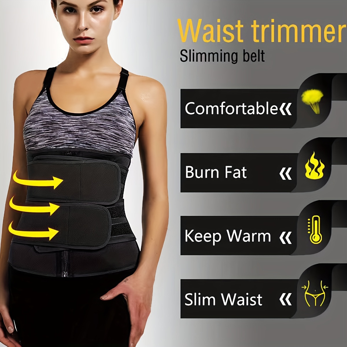 Fat Burner Waist Trainer Trimmer Belt Back Support Wrap Gym Body Shaper  Unisex 