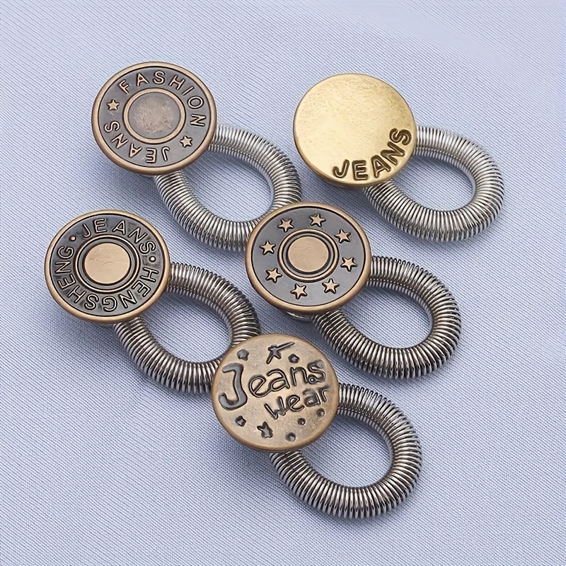 Extenseur de ceinture à boutons en métal extensible, 5 pièces