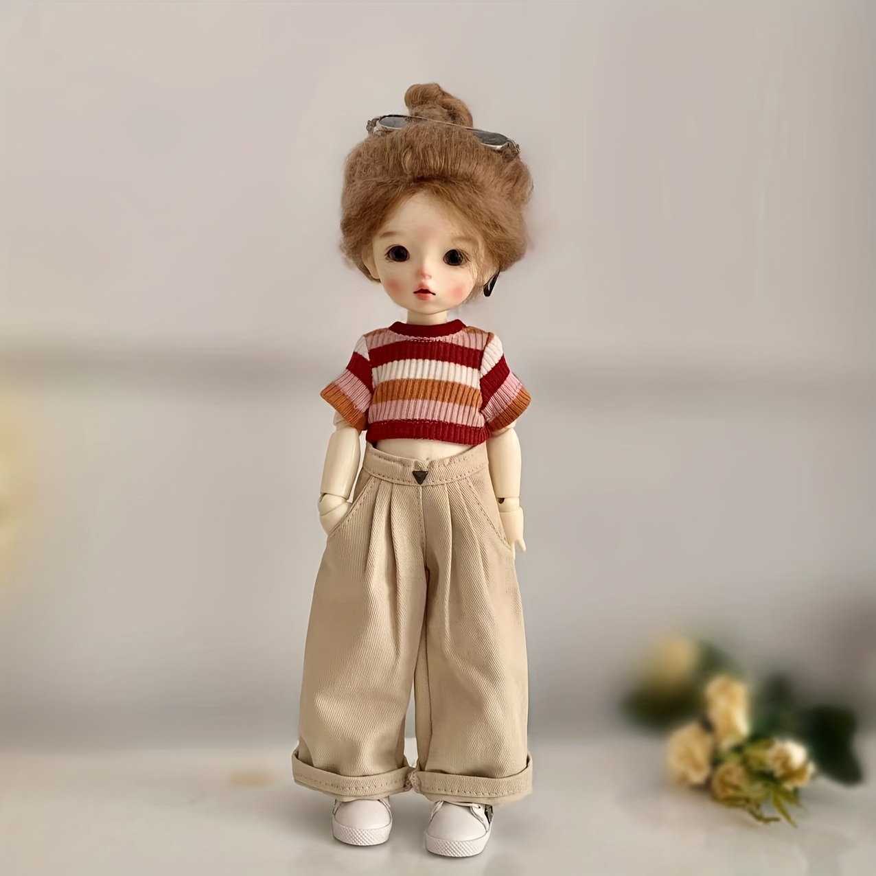 Fashion Doll Clothes for Barbie Doll Outfits 1/6 Dolls Accessories For  Barbie Crop Top Shirt Khaki Wide Leg Trousers Pants - AliExpress