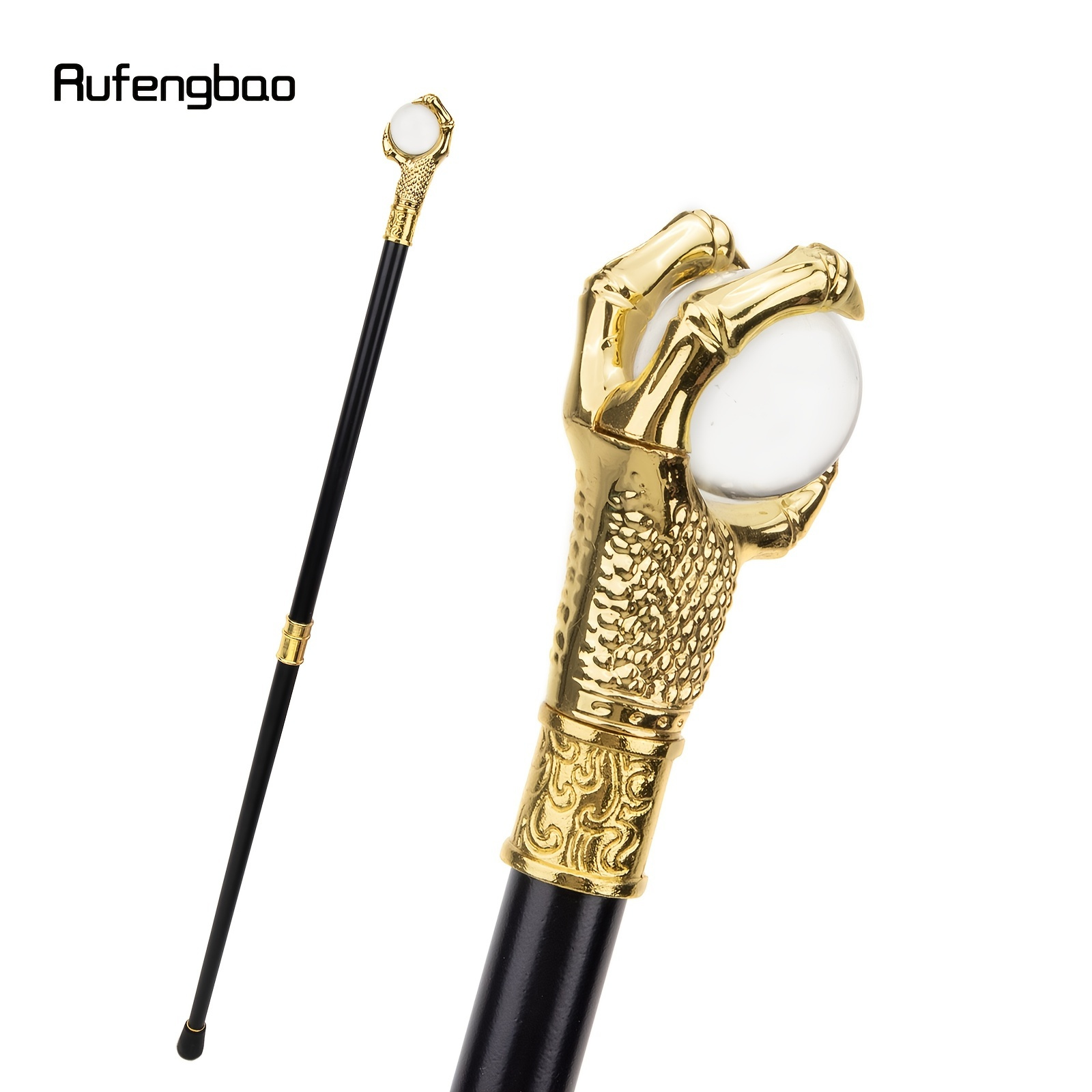 Golden Wolf Head Flower Pattern Walking Cane Fashion Walking Stick  Gentleman Crosier Knob Walking Stick