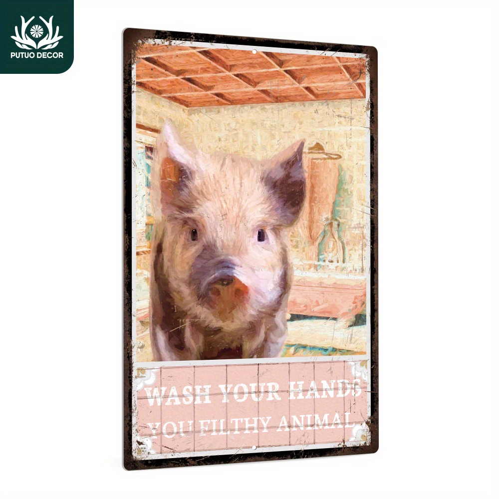 Cortina de ducha divertida de cerdo de granja para niños, bonito cerdo  rústico que está tomando baño, decoración de baño de granja, accesorios de