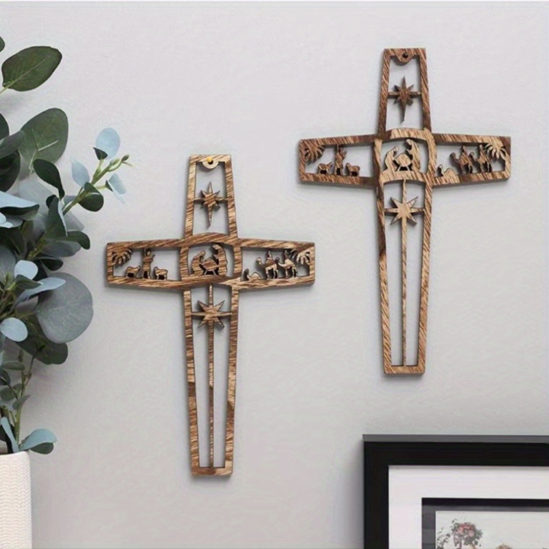 Cruz de pared, cruces colgantes de madera católica para decoración de  pared, 10 pulgadas