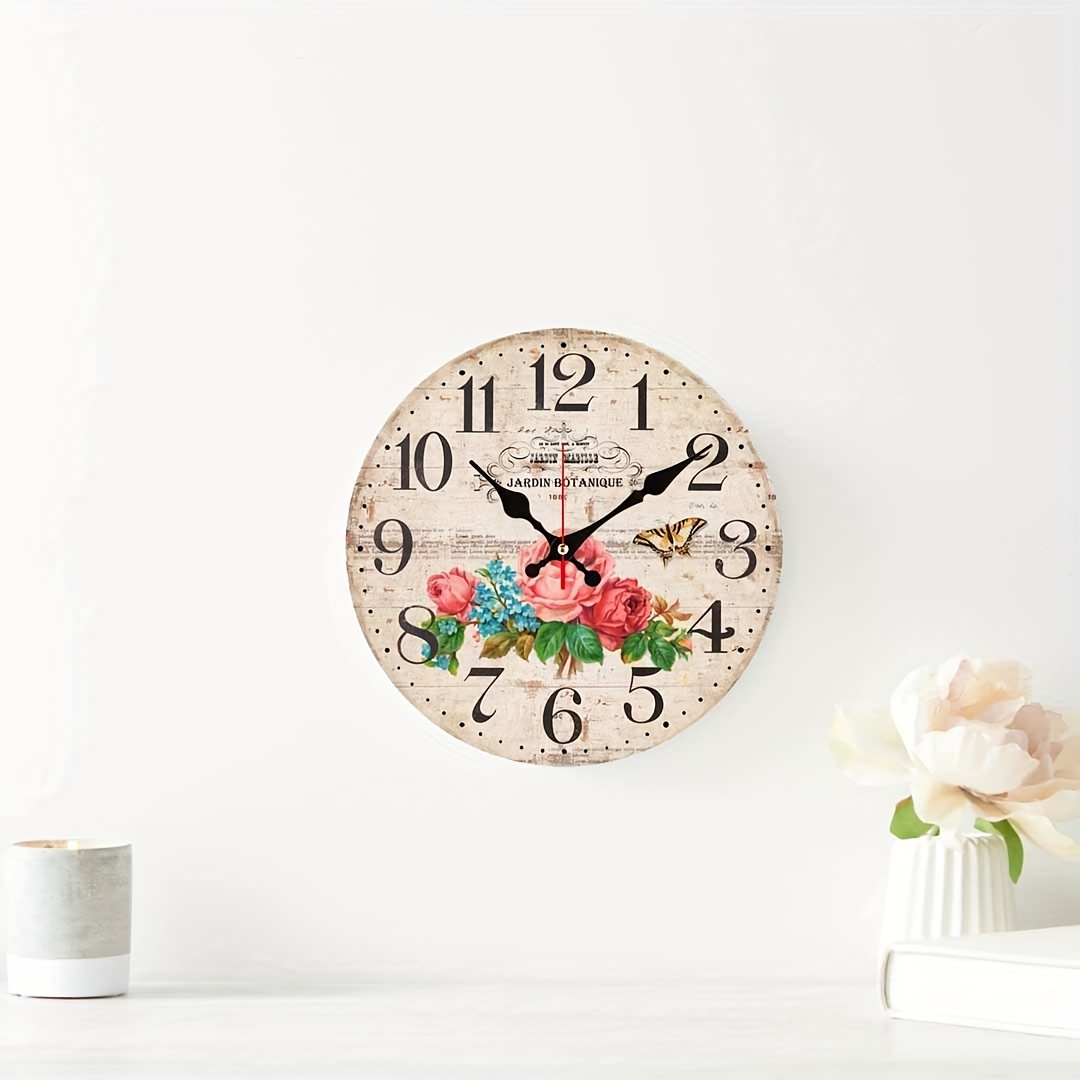 1pc Reloj Pared Margaritas Flores Blancas Reloj Cocina Sin - Temu