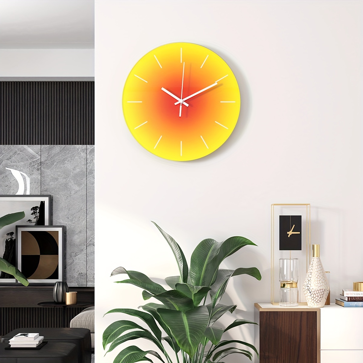 Reloj de pared moderno, negro y gris, grande, decorativo, analógico,  pequeño, decorativo, para dormitorio, cocina, sala de estar, hogar,  decoración