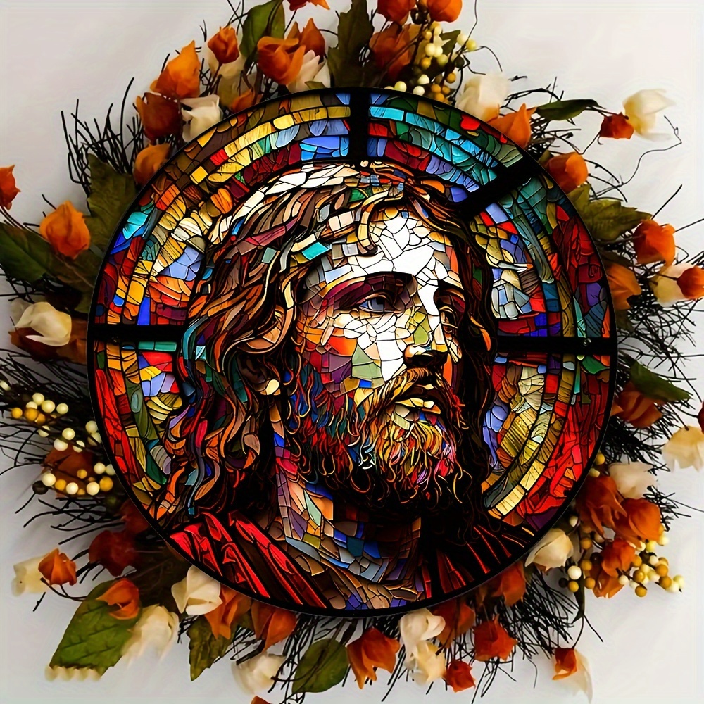 Plaque acrylique ronde avec motif Jésus Vierge Marie, style vintage  classique, art adapté à la décoration murale de la fenêtre de la chambre de  la