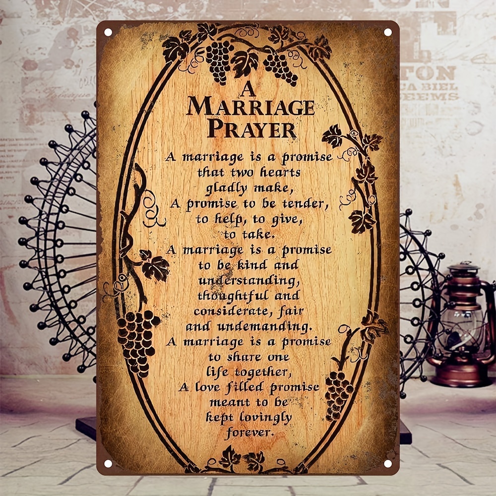 Picture Frame Ornament Marriage Prayer Eternal Metal Sign - Temu