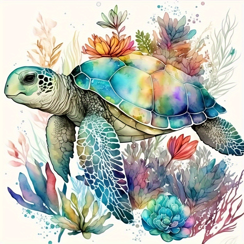 DIY 5D Diamond Painting Kits for Adults Kids Sea Turtle Full Drill Round Diamond Gem Art Beads Painting for Kids Perfect for Home Wall Decor