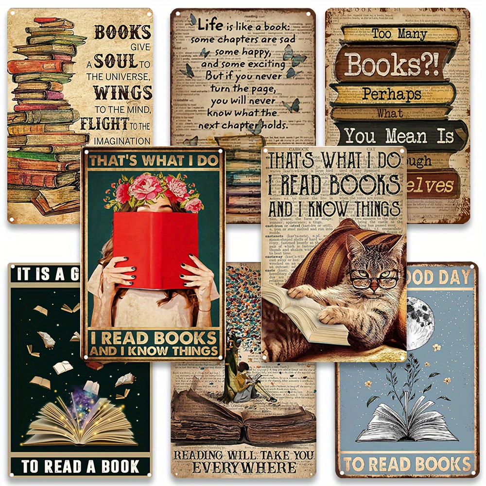 Goth Vintage Books Wall Art Bookish Canvas Painting Print - Temu