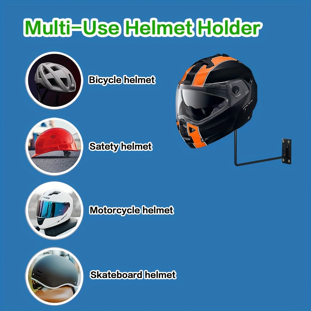 Soporte de pared para casco, soporte para casco de motocicleta, soporte de  exhibición para cascos, rotación de 180° con 2 ganchos, soporte para casco