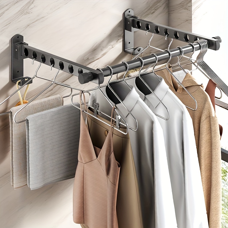 Clothes Drying Rack Space Saving Suction Laundry Hanger Wall Mounted  Folding And Flexible Rack Bathroom Drying Clothes Racks - AliExpress