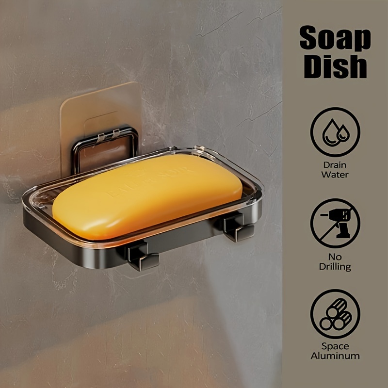 1pc Plastic Wall Mounted Soap Dish Holder, Modern Hollow Out Soap