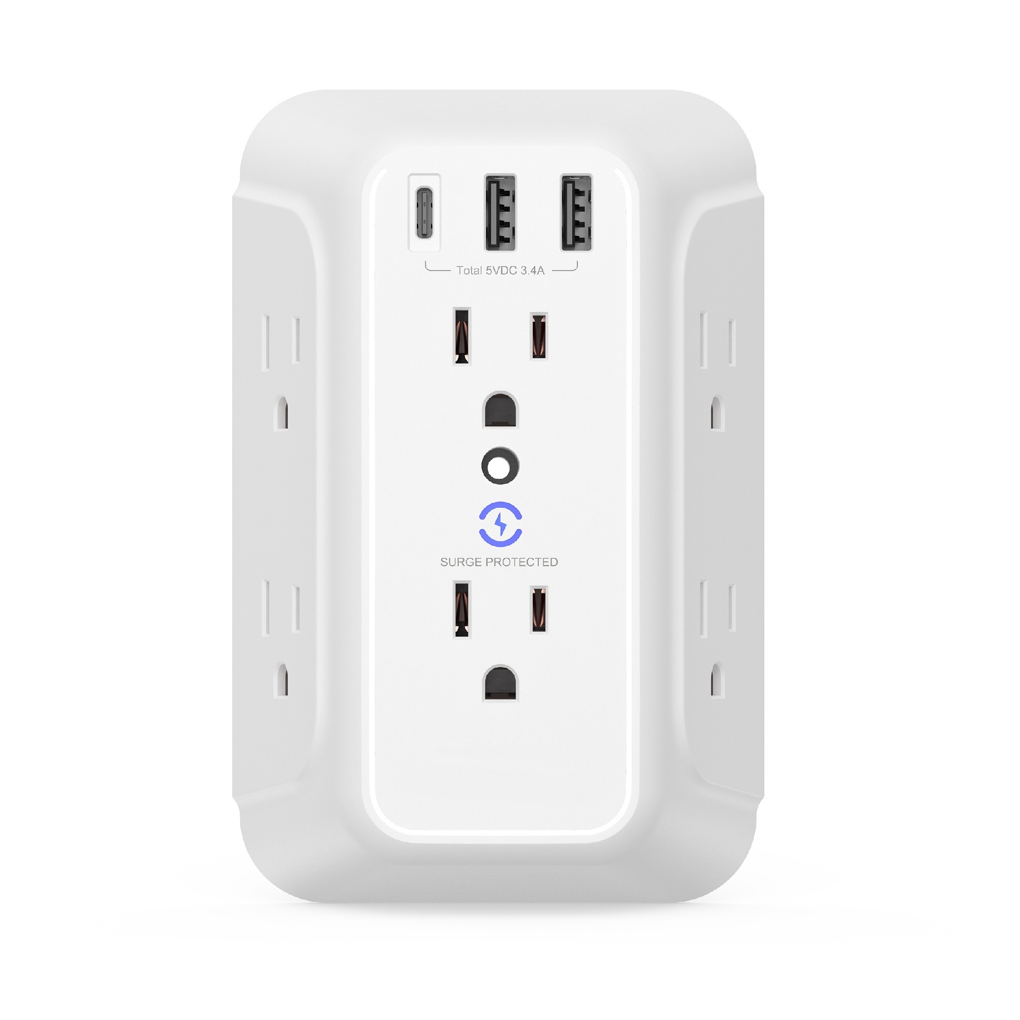  Enchufe universal con cargador de pared eléctrico USB, 2  puertos, toma de corriente USB, cargador para el hogar, enchufe de  alimentación con salida USB, CA 110V-250V : Electrónica
