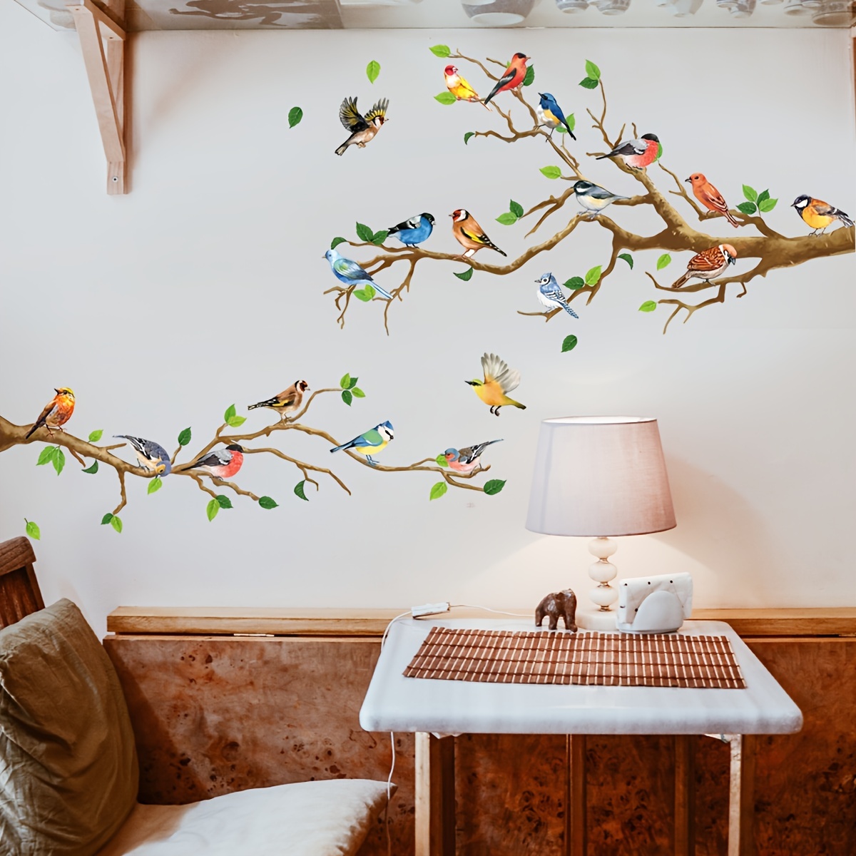 Adhesivos 3D para pared, marco de fotos familiar, calcomanías de árbol y  pájaros, calcomanías de árbol para pared, decoración para sala de estar