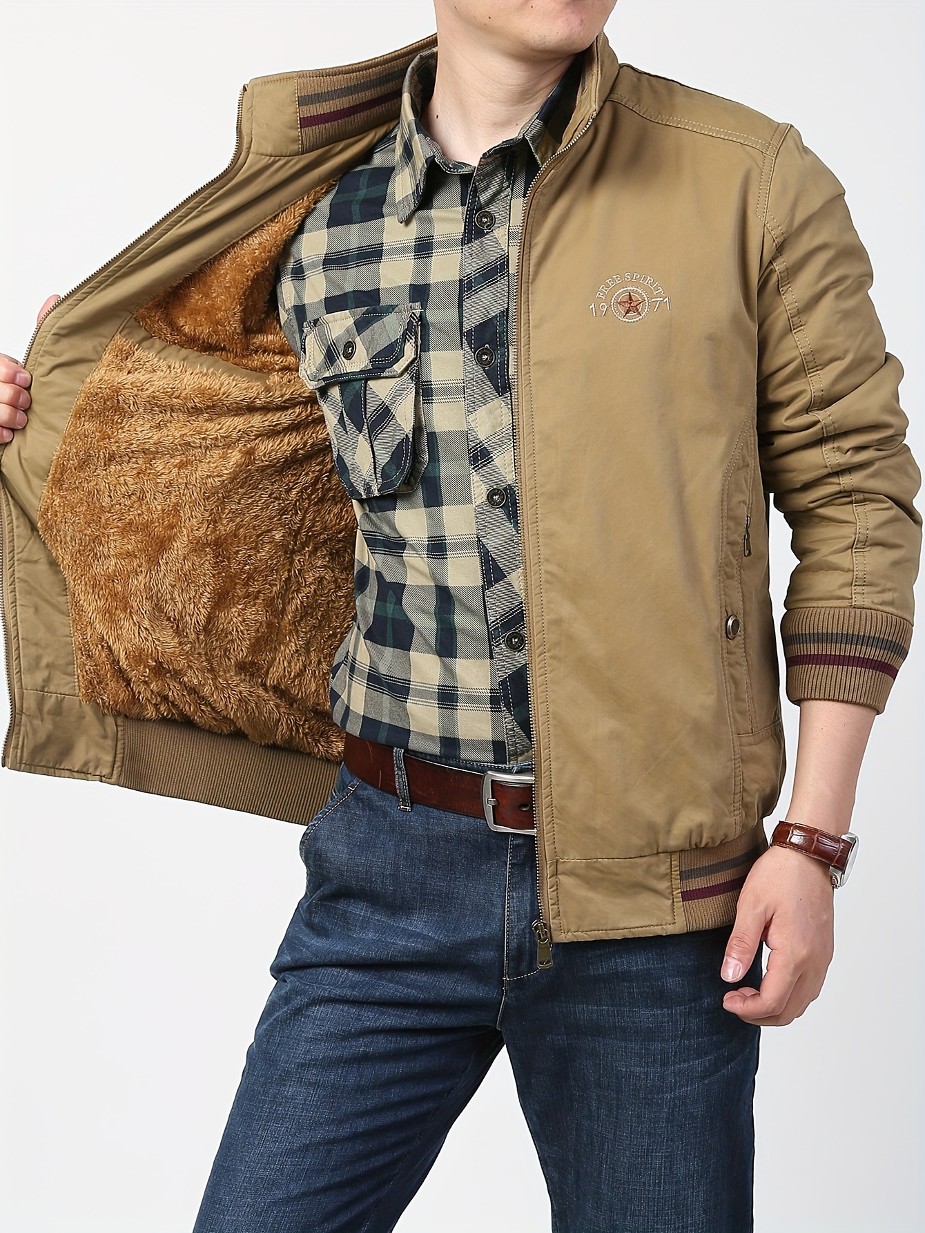 Men's Cotton Warm Reversible Jacket For Fall Winter Business, Father's Gift  - Temu