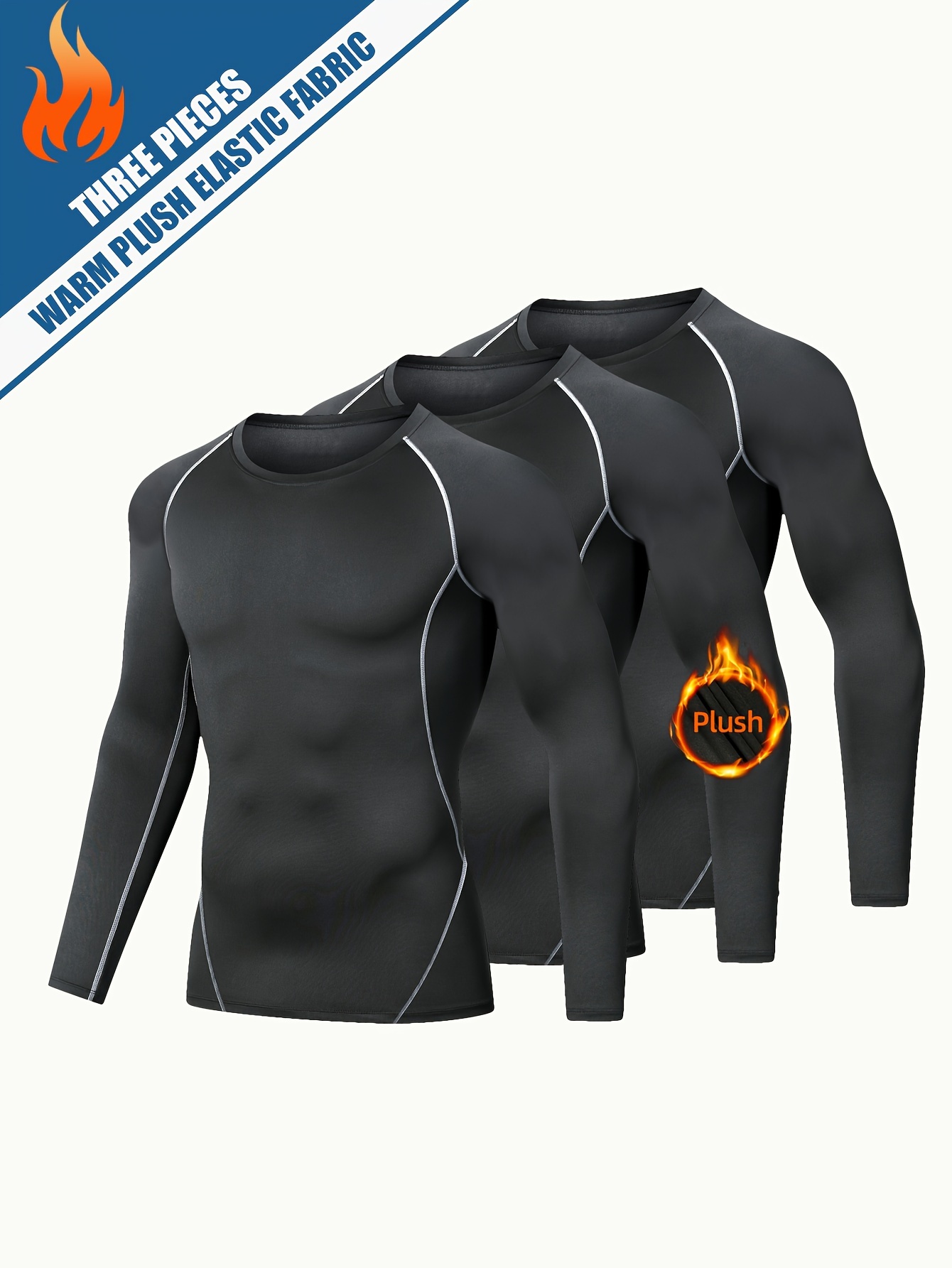 Men's Warm Fleece Compression Long Sleeve T shirt High - Temu