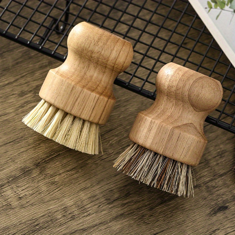 SUBEKYU Bamboo Dish Brush, Kitchen Dish Scrubber Brush with Soap Dispenser,  Natural Wooden Dishwashing Brush for Cleaning Dishes/Pans/Pots, Built-in