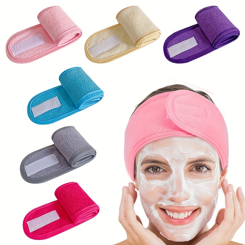  NONSTOP Diadema facial de spa, paquete de 4 diademas de  maquillaje para el cuidado de la piel, envoltura para la cabeza, toalla de  toalla elástica para lavar la cara, ducha 