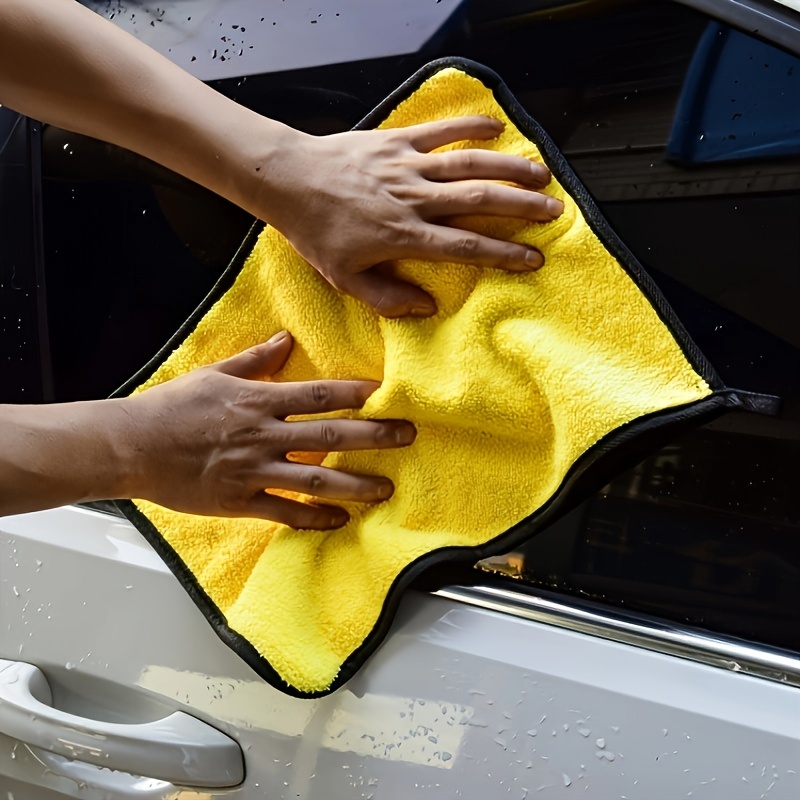 Car Drying Towel Thick Reusable and Washable Super Absorbent Chamois Cloth  Hemming for Interior Car Wash Household Accessory gray 30cmx30cm 