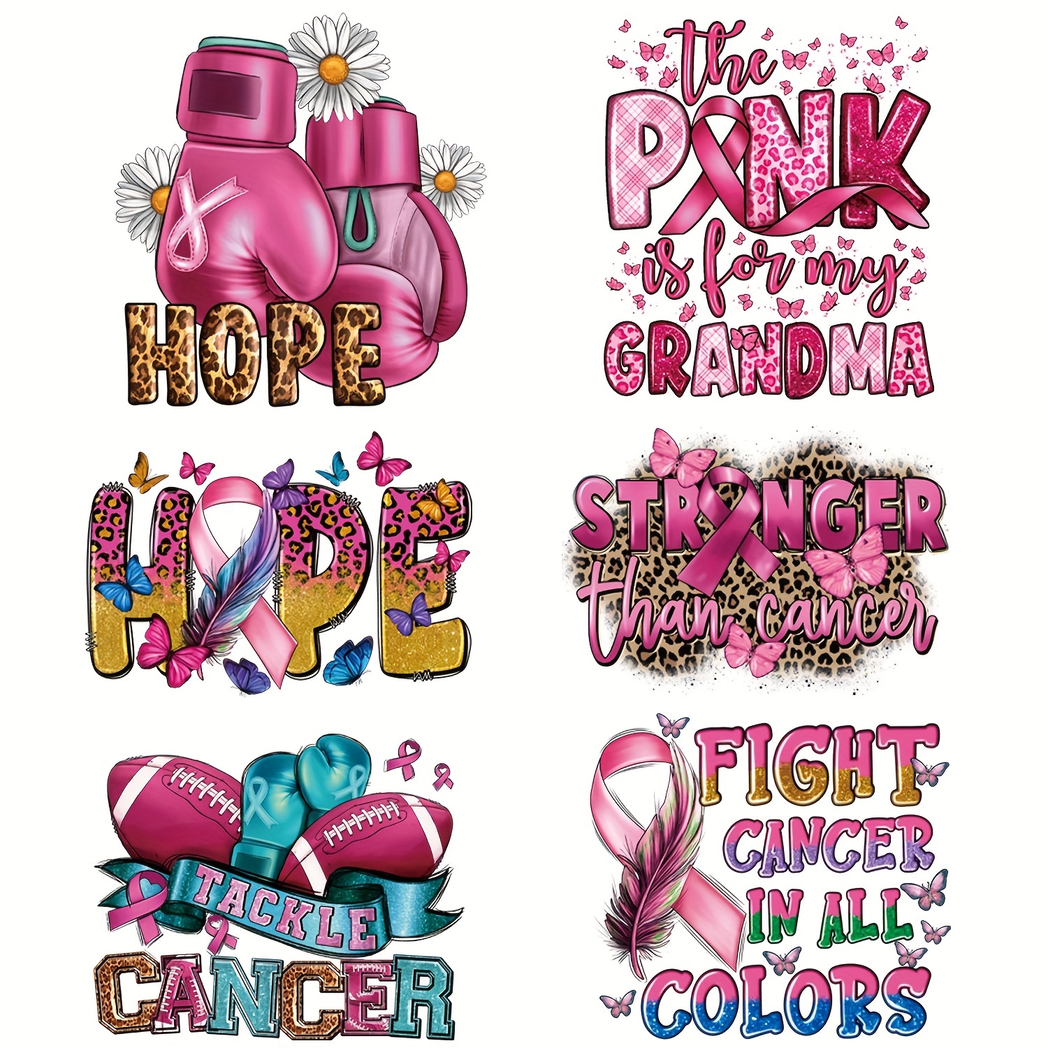 Breast Cancer Face Stickers, Tackle Cancer