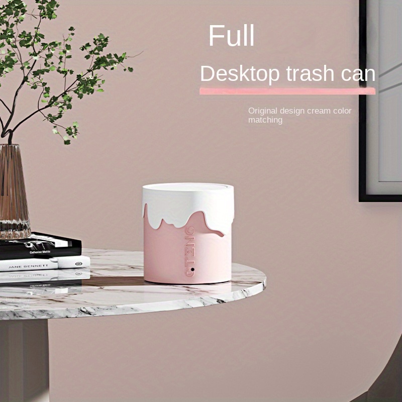  STOBOK Kawaii Decor - Mini papelera de plástico para  escritorio, con tapa, pequeño cubo de basura para escritorio, para el  hogar, oficina, cocina, tocador, decoración de habitación color rojo y rosa  